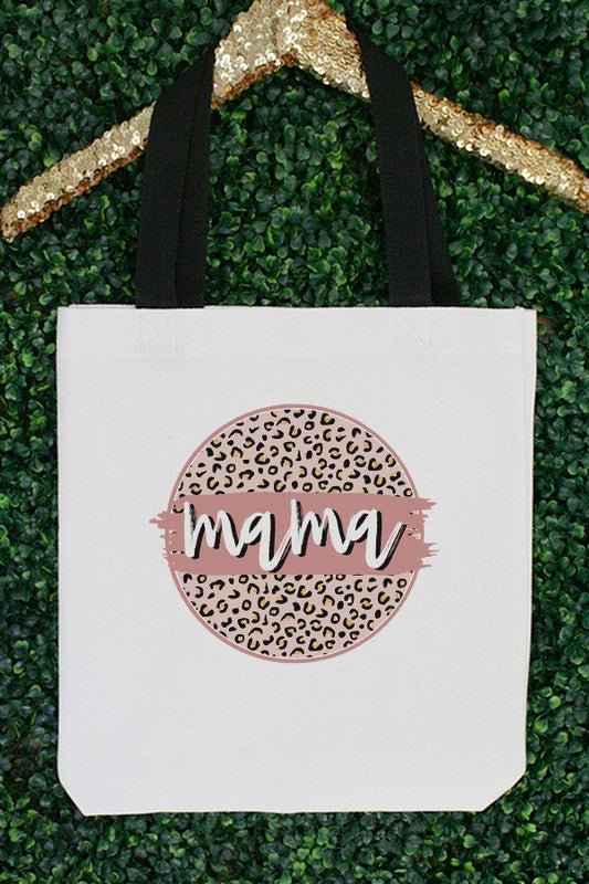 Neutral Mama Circle Leopard Graphic Tote Bag
