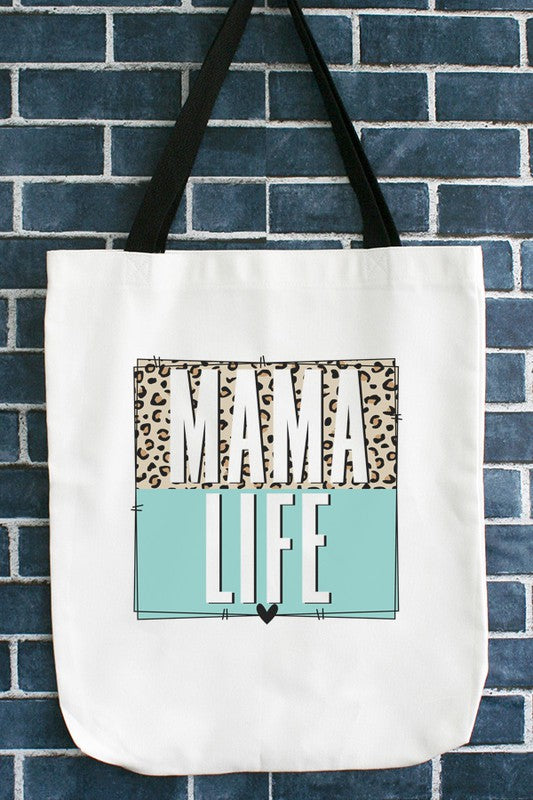 Mama Life Leopard Block Graphic Tote Bag