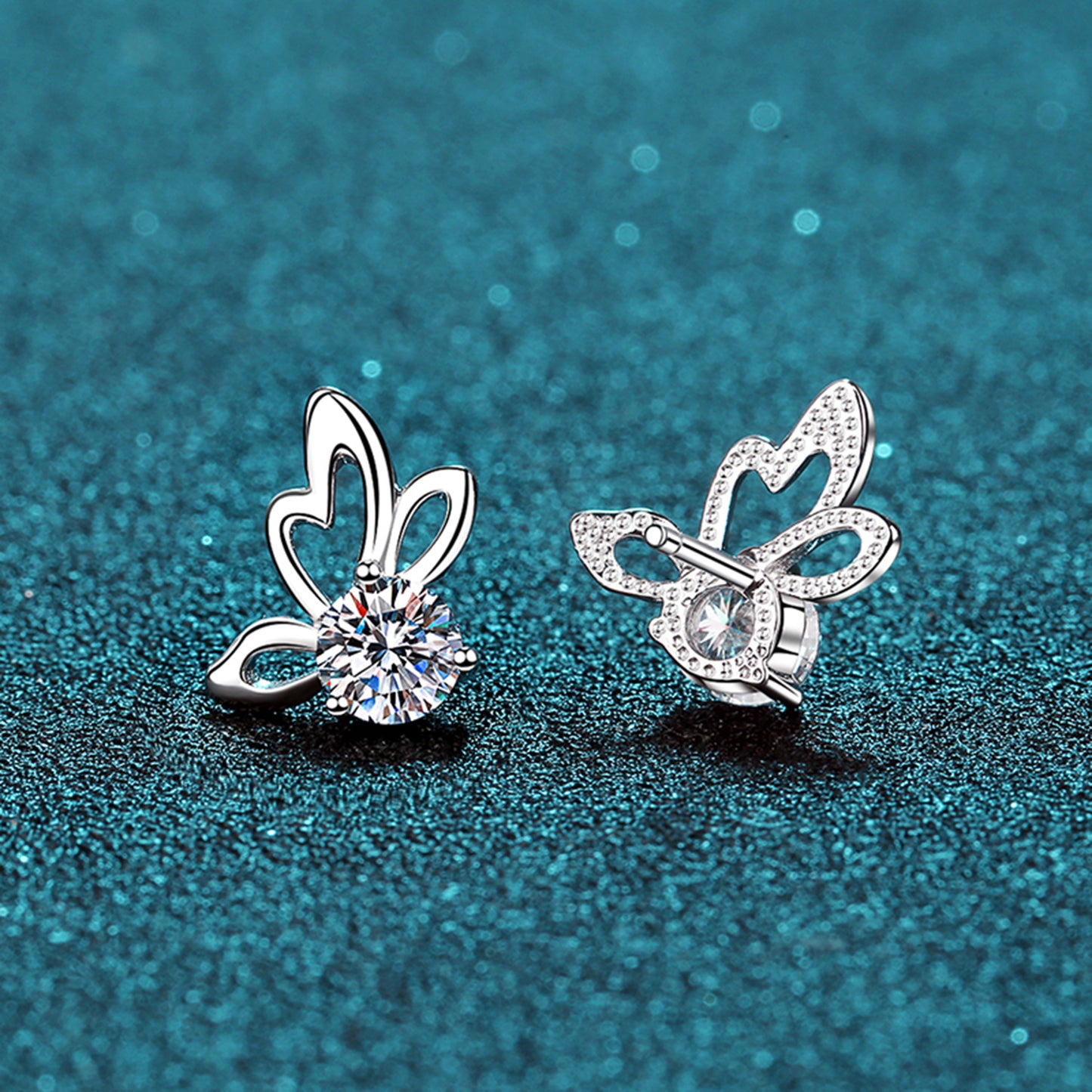 1 Carat Moissanite Butterfly Shape Earrings