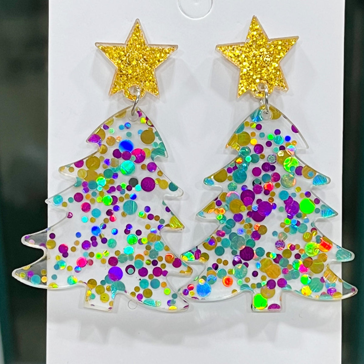 Christmas Tree Acrylic Dangle Earrings