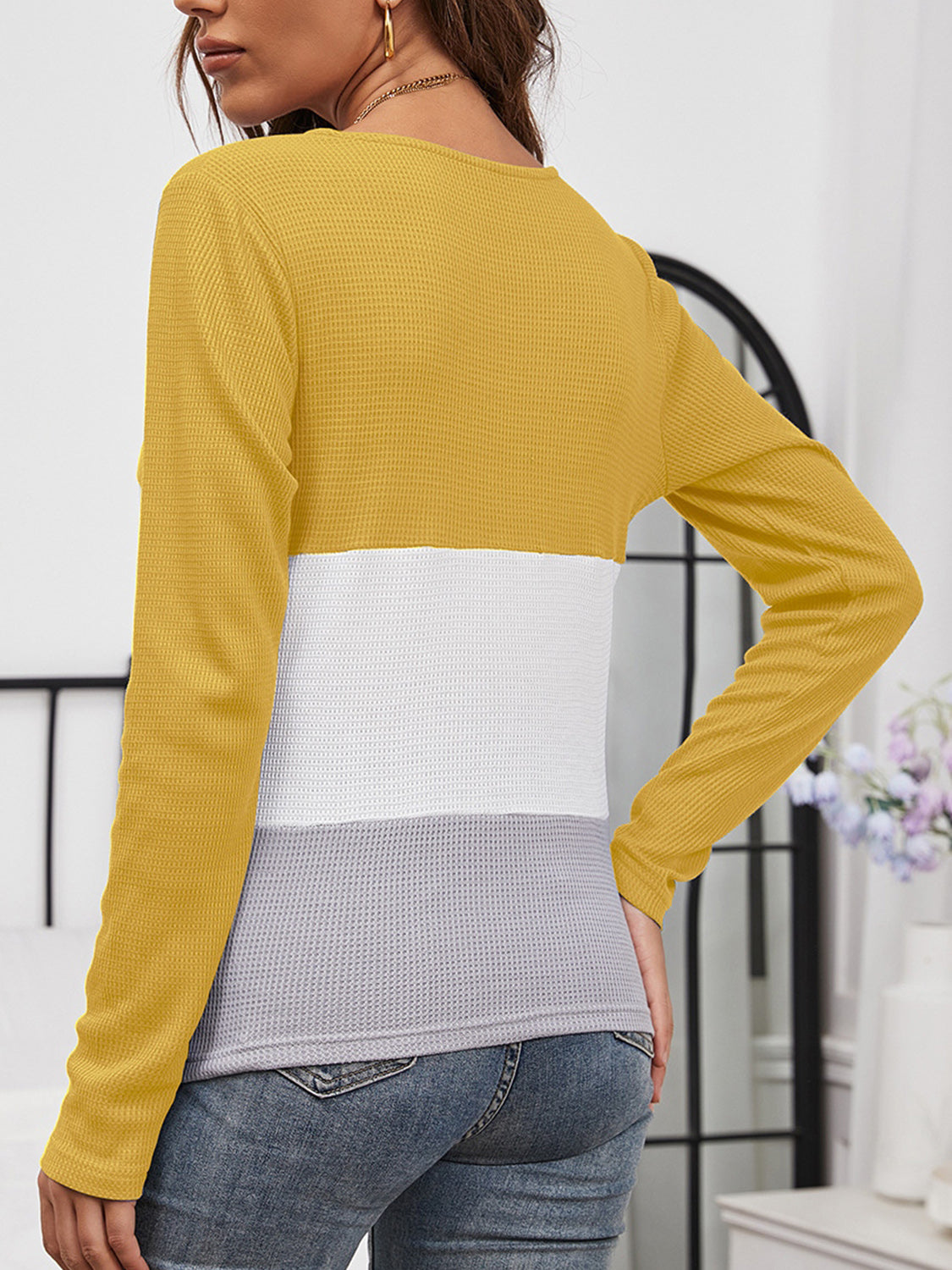 Color Block Long Sleeve Top