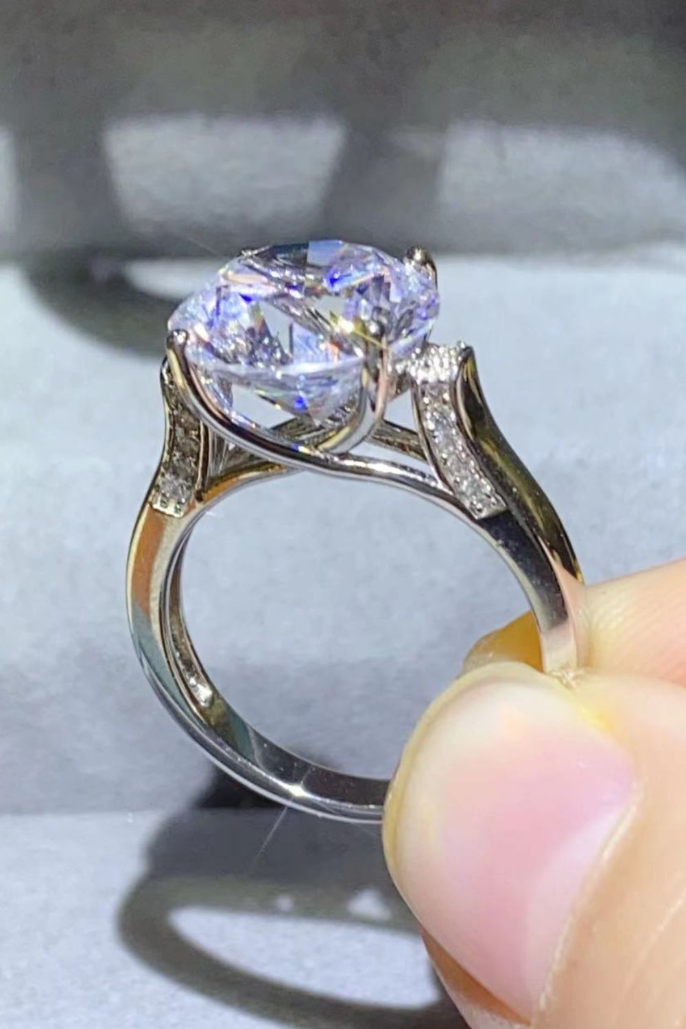 5 Carat Moissanite Platinum-Plated Ring