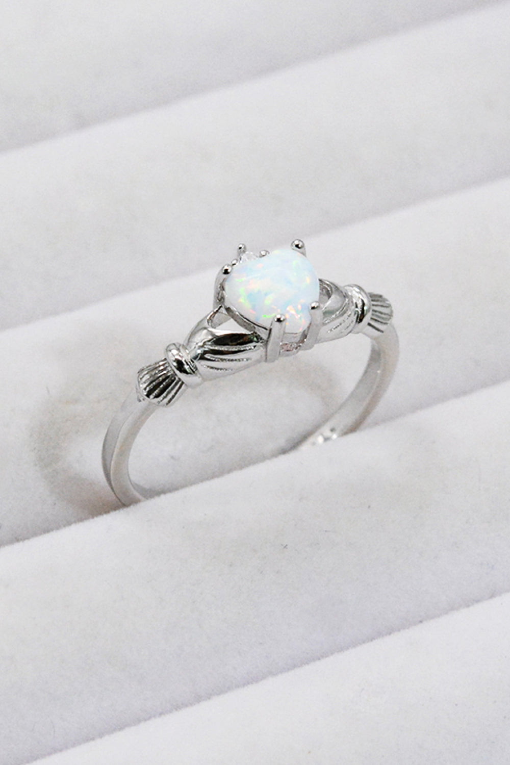 925 Sterling Silver Heart Opal Ring